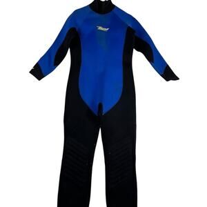 TUSA Full Wetsuit Size L Blue Black Neoprene Back Zip Diving Scuba